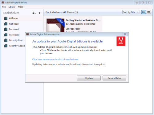 stop adobe digital editions 4.5 from reporting